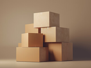 Obraz premium Stacks of Cardboard Boxes Arranged Vertically