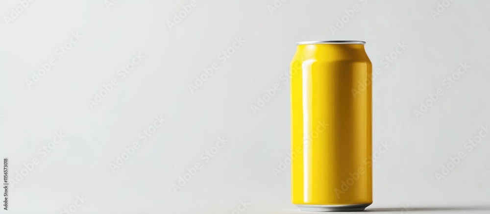 Aufkleber bright yellow lemonade can isolated on white background with empty space for text ideal for beverage