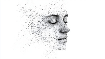 Face recognition low poly wireframe banner vector template. Futuristic computer technology, smart identification system poster polygonal design. Facial scan 3d mesh art with connected dots