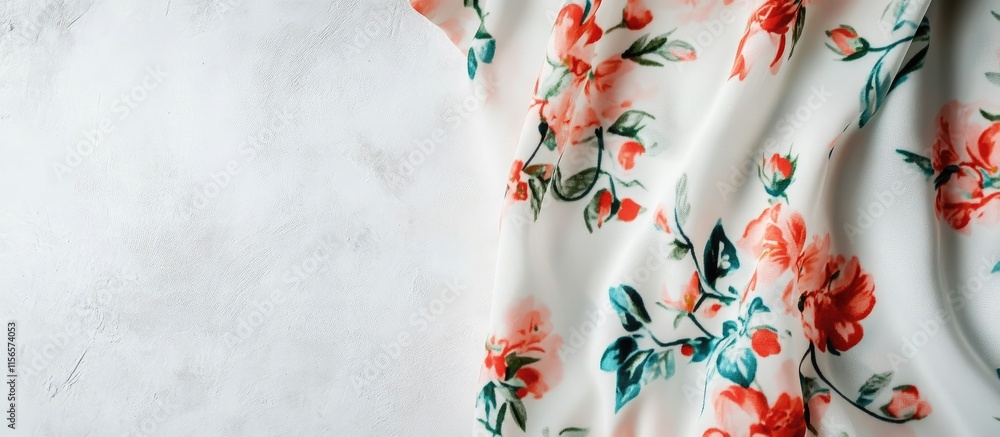 Poster floral print fabric for spring and summer dress design with empty copy space for personalization and