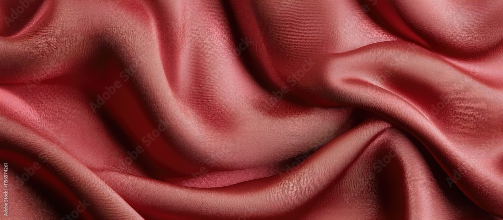 Poster elegant red satin fabric texture background for interior design with soft waves and blank space for 