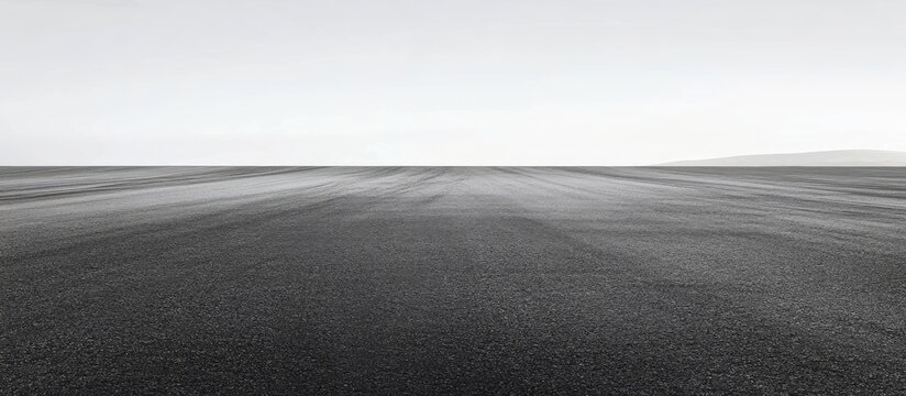 Endless asphalt road landscape with minimalistic design offering ample space for text and creative content placement
