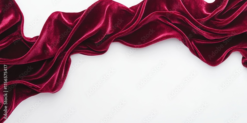 Poster elegant dark red velvet fabric draping on white background creating a stylish space for text or desi
