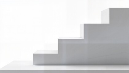 Elegant white podium with steps on a pristine background for showcasing products and presentations.