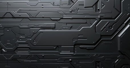 A sleek, abstract black panel with futuristic circuit-like patterns.
