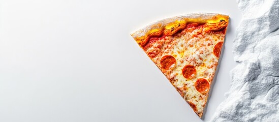 Sliced Italian pizza on a clean background ready for presentation or advertising with customizable empty space for text or branding.