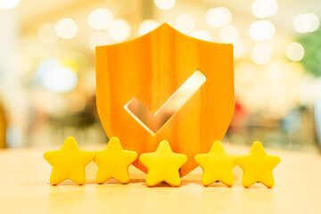 Insurance symbol with 5 stars, the concept of a quality insurance company that can professionally...
