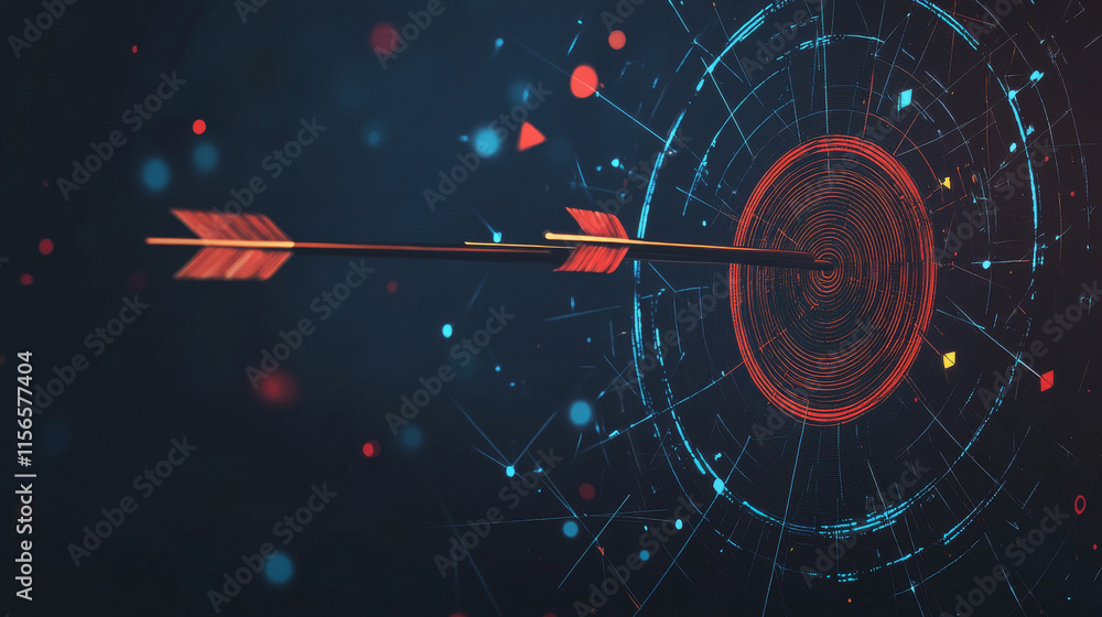 Poster the target of the arrow consists of points, lines and triangles. the polygon shape in the form of a 