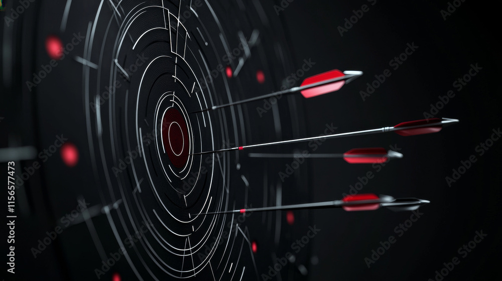 Poster the target of the arrow consists of points, lines and triangles. the polygon shape in the form of a 