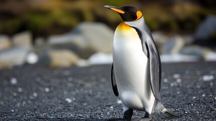 Cuberis Penguin Species in Antarctic Habitat with Negative Space for Text and Design Elements