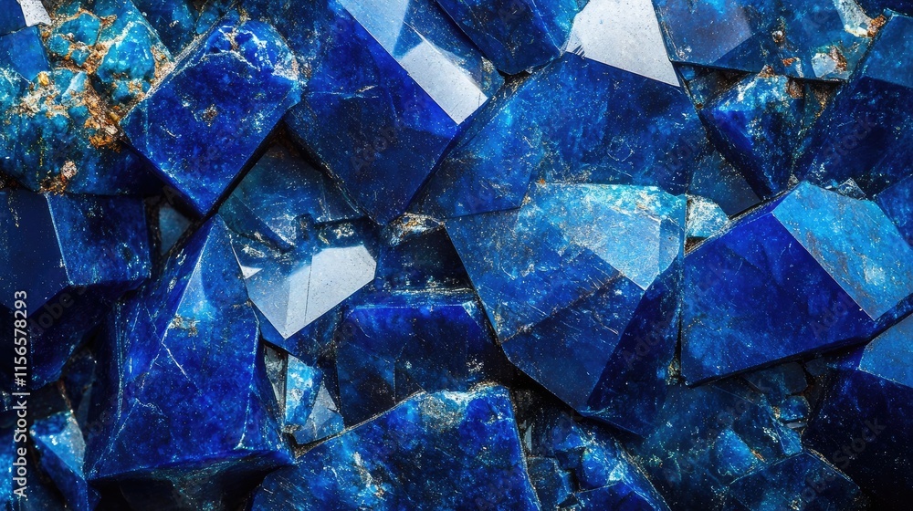 Poster blue gemstone background featuring crystalline structures of sapphire and lapis lazuli with empty sp