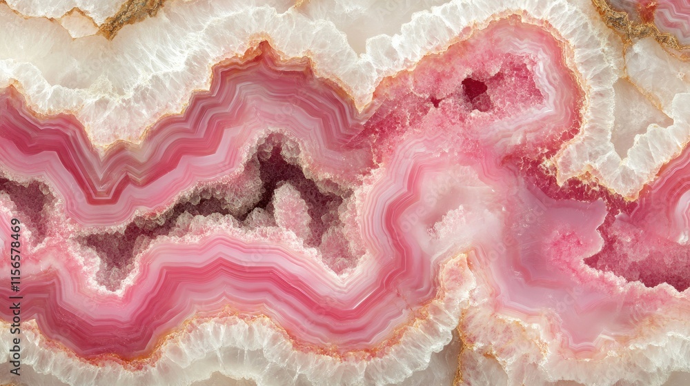 Poster beautiful crystal pink quartz agate texture with natural cream background ideal for elegant design a