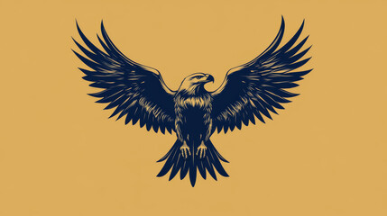 Fototapeta premium Vector logo eagle. The eagle soars above the inscription. Brand logo