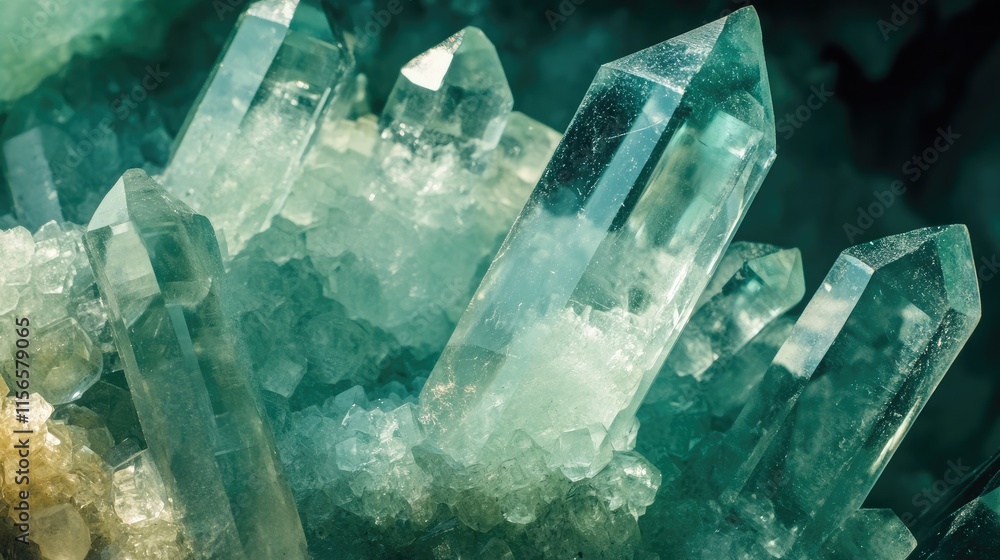 Poster erionite crystals with captured air and carbon dioxide surrounded by empty space for text and design