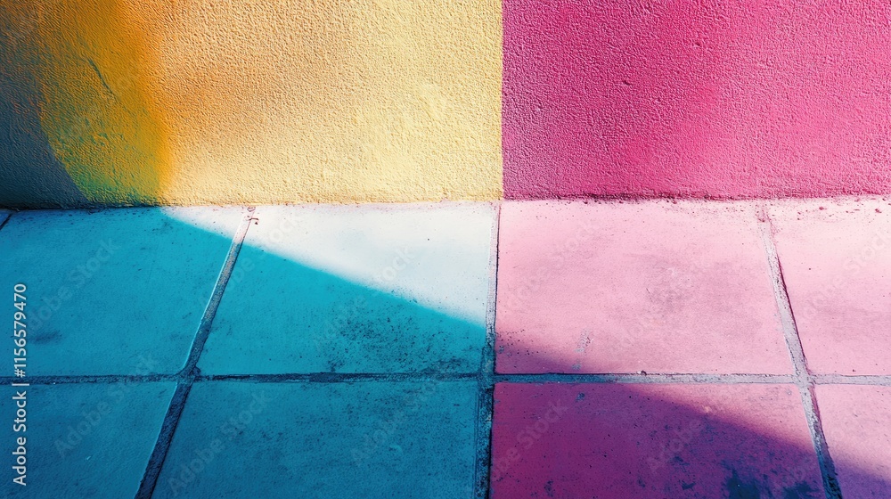 Poster colorful abstract shadow texture with painted wall surface and copy space for text or design element