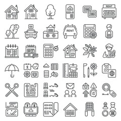 Rental estate line icon set vector