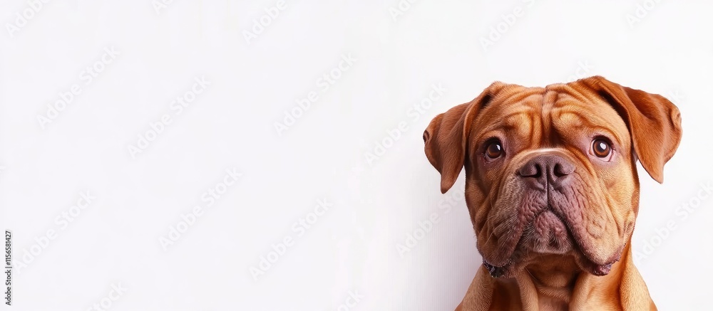 Aufkleber french mastiff dog in whimsical pose against white background with ample space for custom text and d