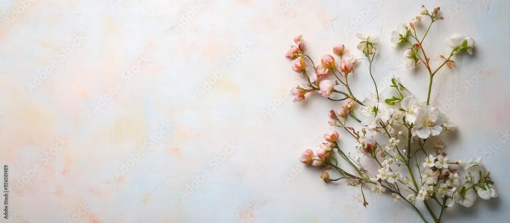 Poster flower arrangement for special occasions with pastel background and empty copy space for text in flo