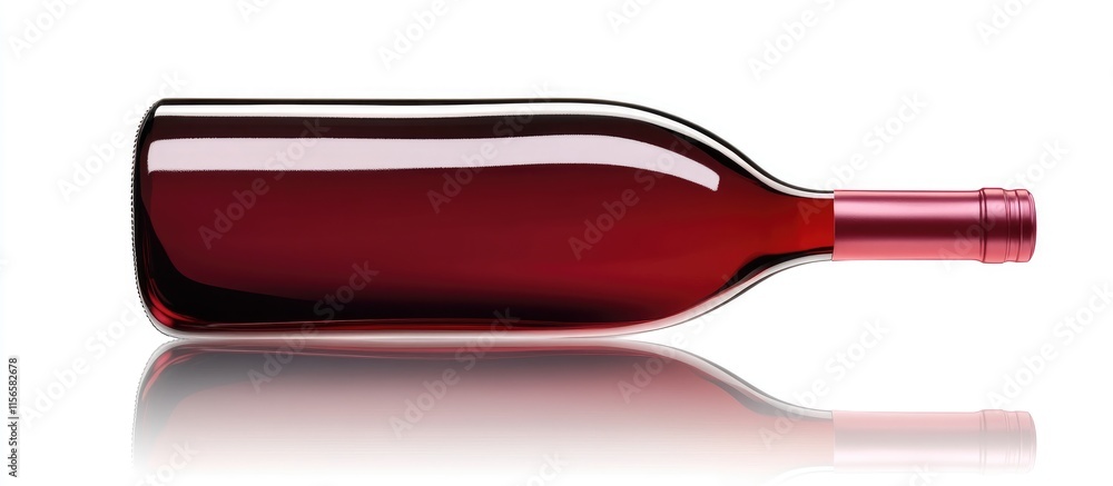 Poster elegant red wine bottle with smooth reflection and ample negative space for branding and text placem