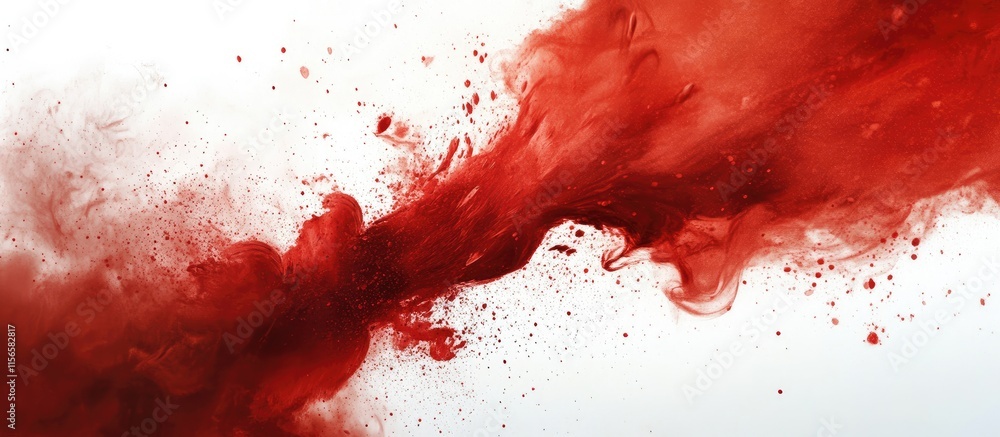 Aufkleber dynamic red paint explosion with swirling particles and brush strokes on white background ideal for 