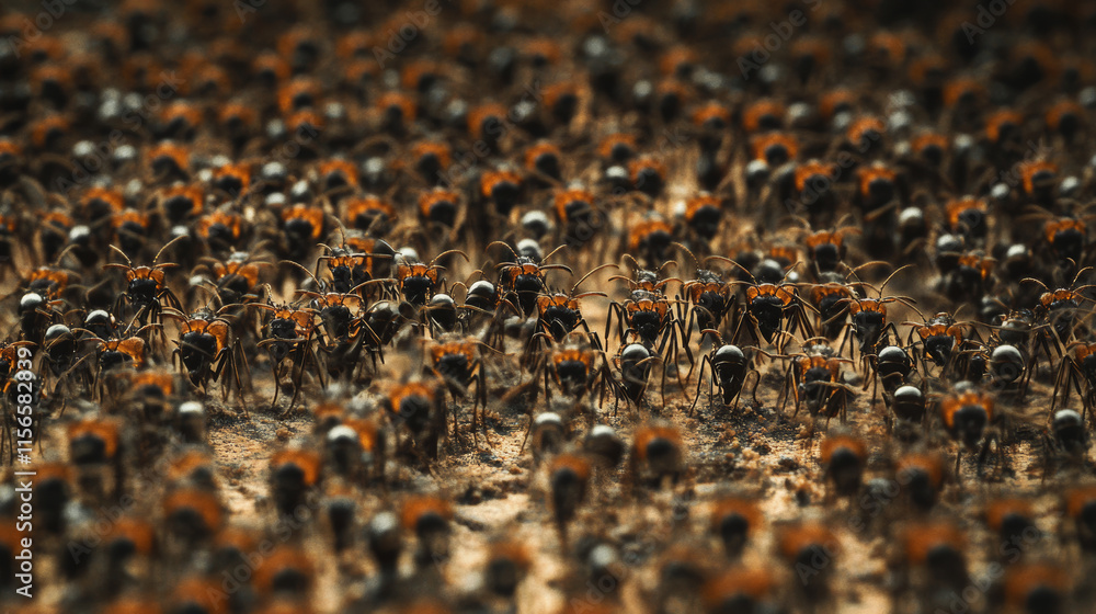 Poster vector seamless pattern of ants.