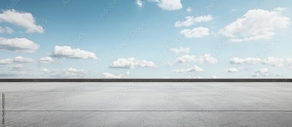 Aufkleber serene endless road under clear blue sky with clouds and ample copy space for creative text element
