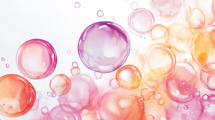 Fototapeta premium Translucent colorful bubbles in watercolor style illustration