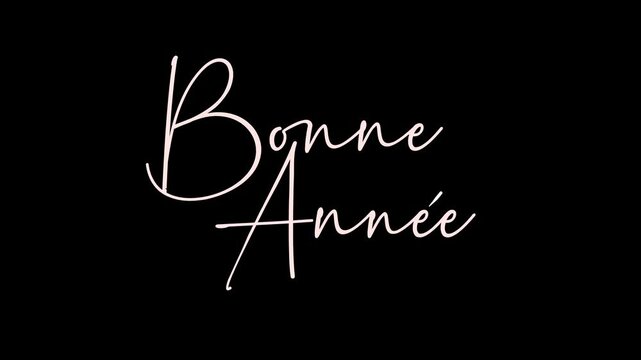 Bonne Annee french Animation text. Happy New Year Handwritten letter suitable for greeting card animated video