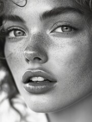 Naklejka premium Natural Skincare Close-Up Portrait of a Human Model with Floral Elements