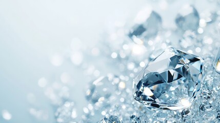 Crystal Diamond Peel Facial Treatment with shimmering diamonds and soft focus background for skincare promotional content and advertising copy space