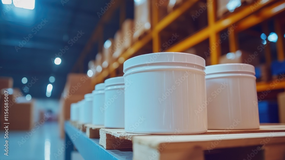 Poster fertilizer jar delivery and quality control in warehouse environment with empty space for customizat