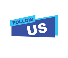 Follow us vector banner on white background Isolated icon for following  social media
sign Button on white background.square speech bubble.
