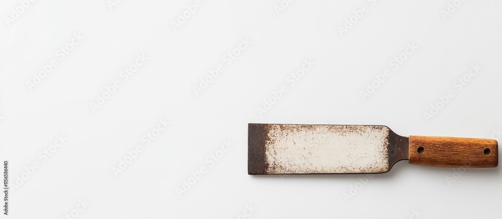 Poster japanese woodworking saw on minimalistic white background with ample negative space ideal for text o
