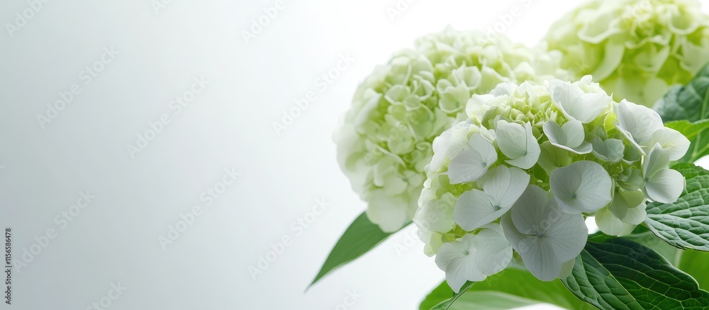 Poster elegant hydrangea blossom with soft focus background and room for text overlay in a serene and calm 