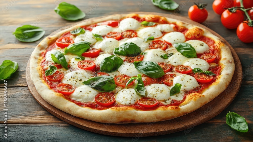 Poster culinary chef creating authentic italian pizza with fresh ingredients in modern pizzeria featuring e