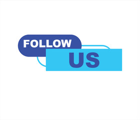 Follow us vector banner on white background Isolated icon for following  social media
sign Button on white background.square speech bubble.
