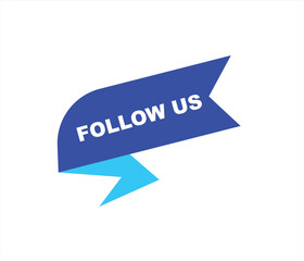Follow us vector banner on white background Isolated icon for following  social media
sign Button on white background.square speech bubble.
