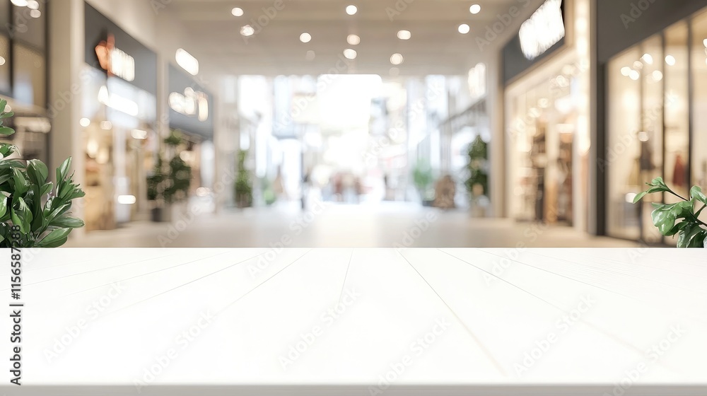 Poster marketplace web banner with empty copy space in shopping mall environment for promotional use