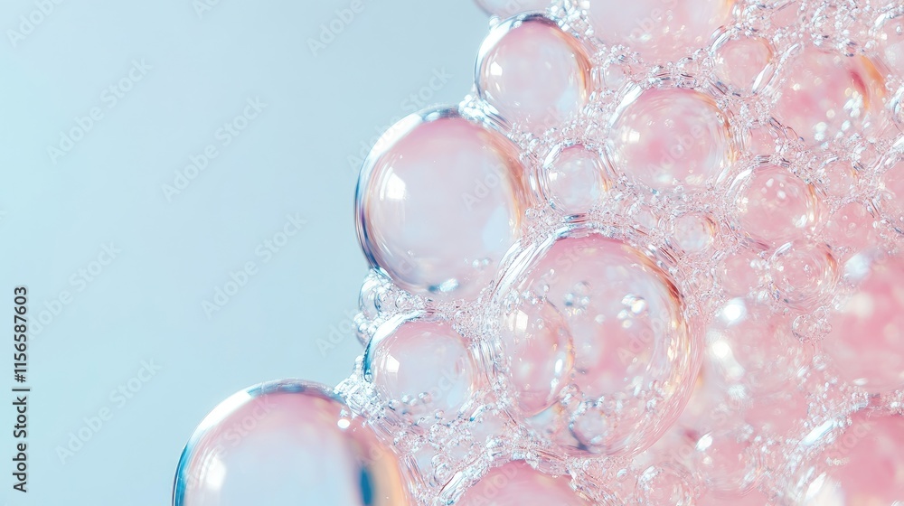 Poster shimmering champagne bubbles abstract background with soft focus and space for copy or text use