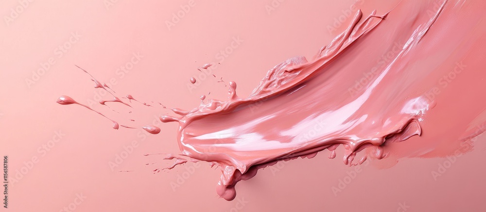 Poster coral pink paint splash on a smooth surface creating an elegant backdrop for creative text and desig