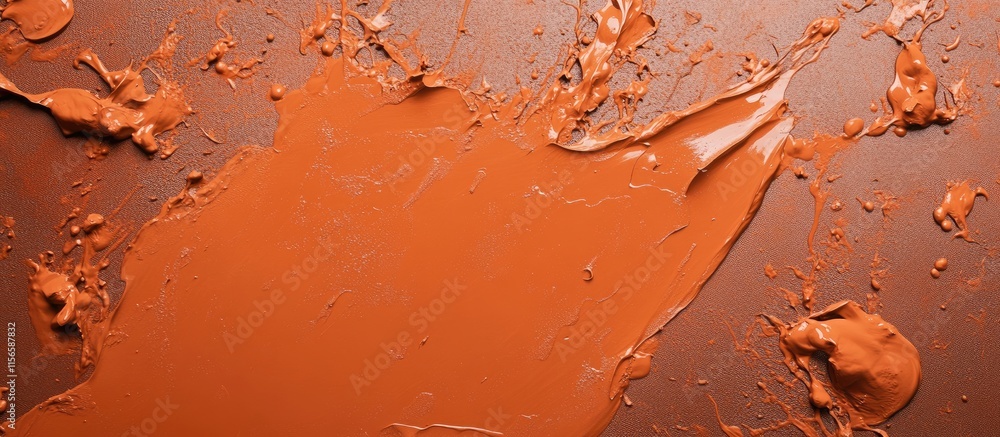 Poster coral orange abstract paint splashes on a textured rust background creating an artistic space for cr