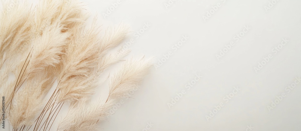 Poster pampas grass background with blank paper sheet for copy space elegant natural design template for pr