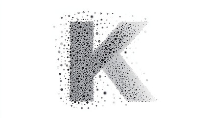 Letter K from the particles. The letter K consists of circles and points. Vector illustration.