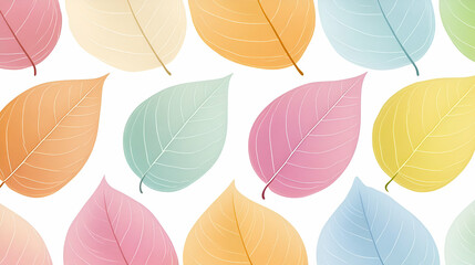 Pastel Leaves, A Colorful Arrangement of Delicate Foliage, Displaying Natural Beauty and Subtle Hues.