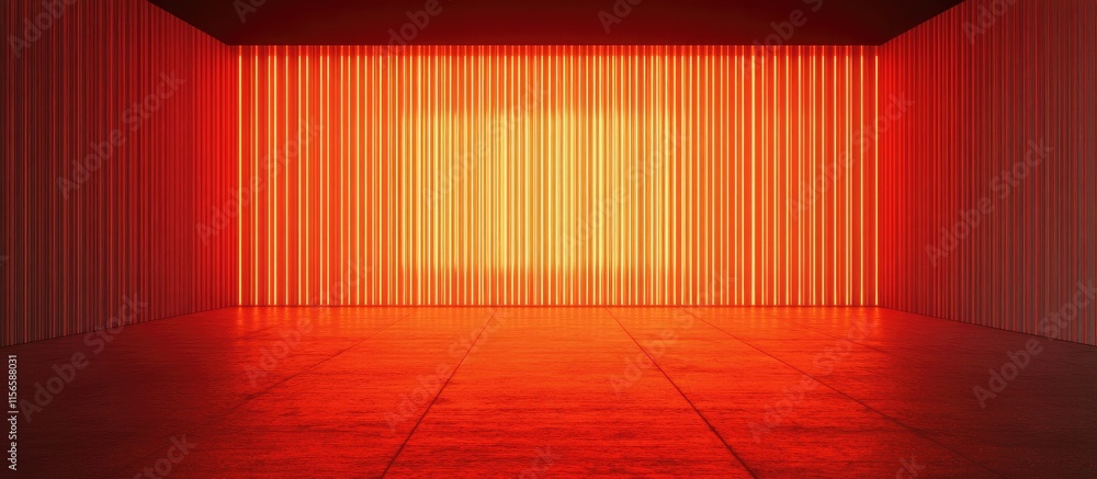 Poster neon illumination booth background with vibrant red lighting and blank area for custom text display