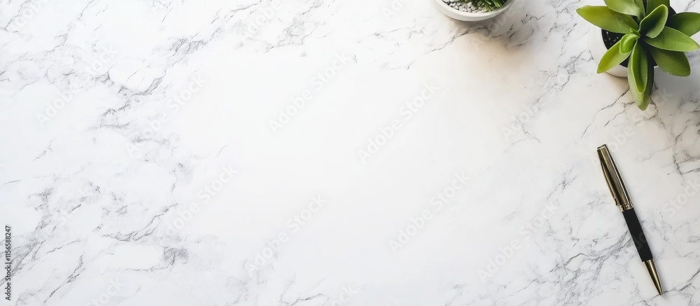 Poster contract document with signature and pen on a marble table ready for text input and additional detai