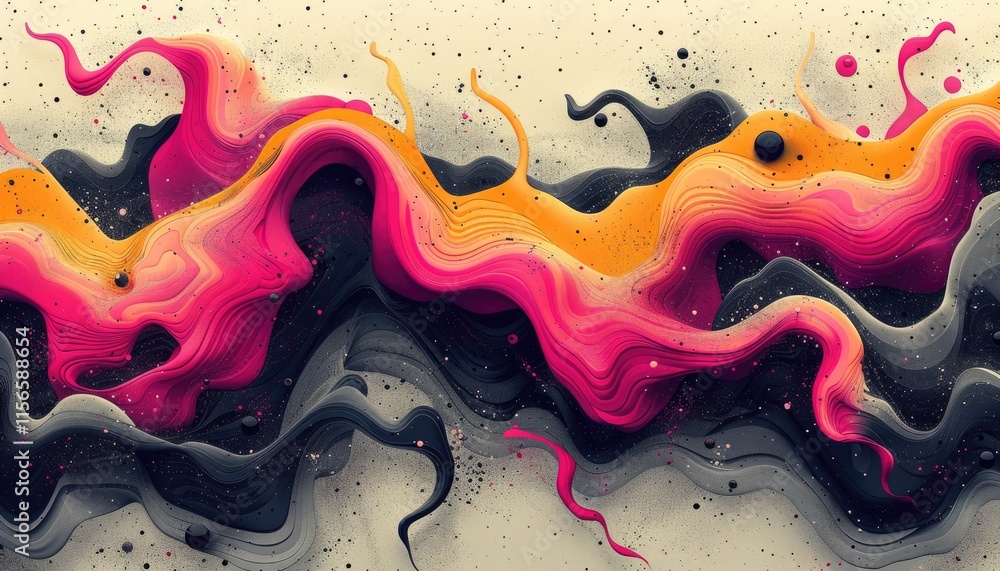 Aufkleber abstract waves in vibrant colors create a dynamic and fluid visual experience.