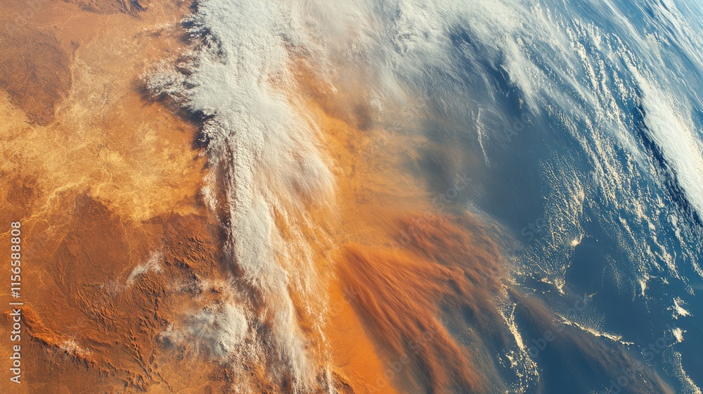 Aufkleber vibrant aerial view of earth featuring land and ocean with open space for text or graphics in a high