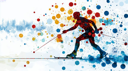 The biathlon is made up of particles. The biathlon consists of circles and points. Vector illustration.