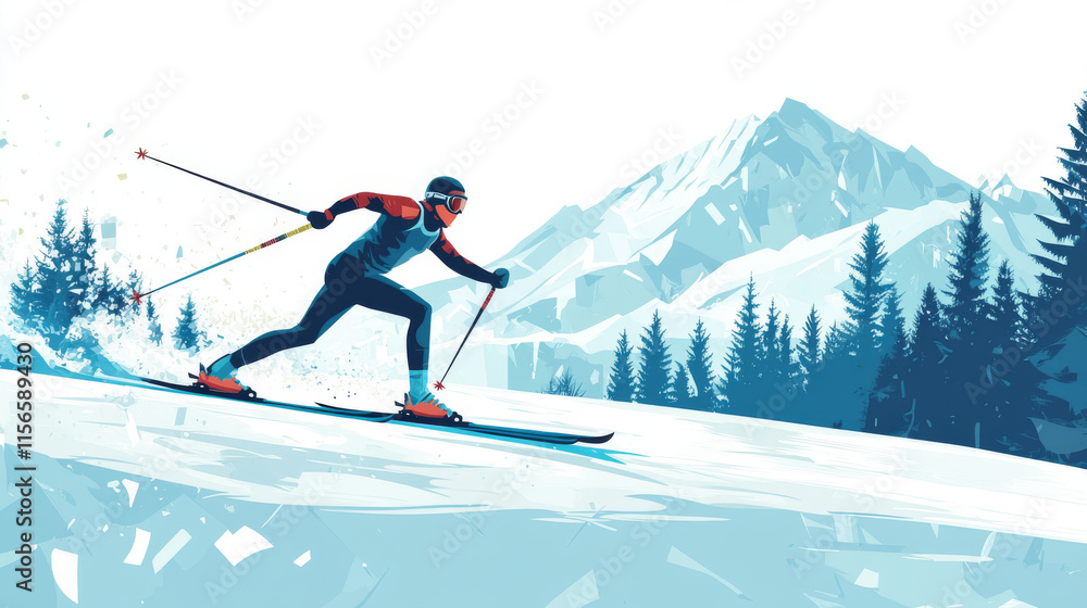 Poster the biathlon is made up of particles. the biathlon consists of circles and points. vector illustrati